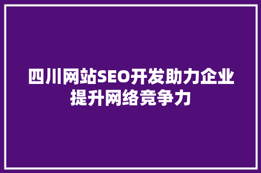 四川网站SEO开发助力企业提升网络竞争力