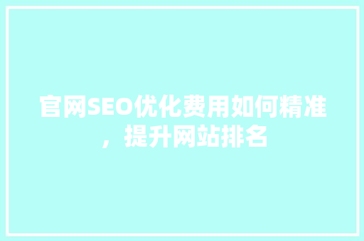 官网SEO优化费用如何精准，提升网站排名