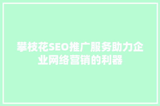 攀枝花SEO推广服务助力企业网络营销的利器  第1张