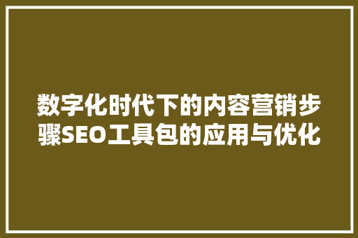数字化时代下的内容营销步骤SEO工具包的应用与优化方法