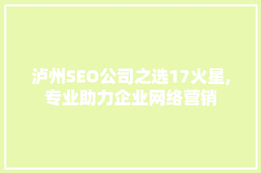 泸州SEO公司之选17火星,专业助力企业网络营销