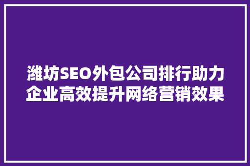 潍坊SEO外包公司排行助力企业高效提升网络营销效果