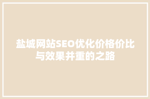 盐城网站SEO优化价格价比与效果并重的之路