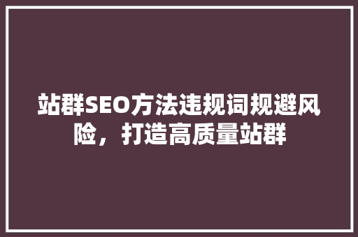 站群SEO方法违规词规避风险，打造高质量站群  第1张