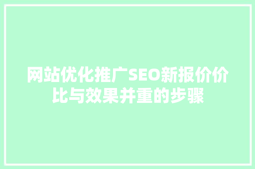 网站优化推广SEO新报价价比与效果并重的步骤