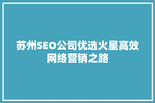 苏州SEO公司优选火星高效网络营销之路