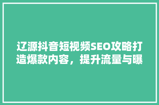 辽源抖音短视频SEO攻略打造爆款内容，提升流量与曝光
