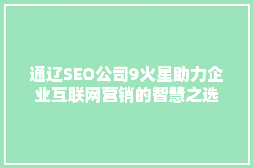 通辽SEO公司9火星助力企业互联网营销的智慧之选  第1张