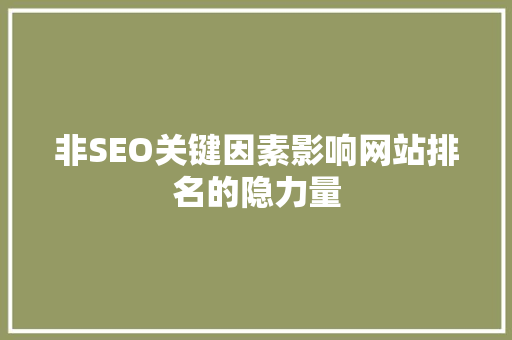 非SEO关键因素影响网站排名的隐力量