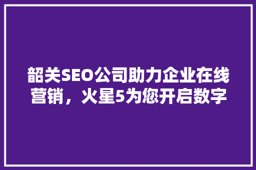 韶关SEO公司助力企业在线营销，火星5为您开启数字增长之旅
