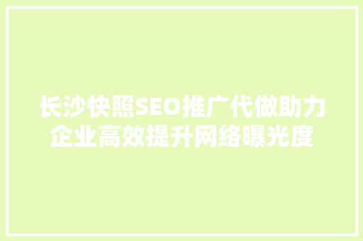 长沙快照SEO推广代做助力企业高效提升网络曝光度