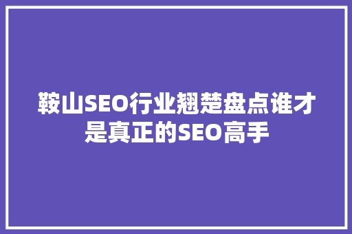鞍山SEO行业翘楚盘点谁才是真正的SEO高手
