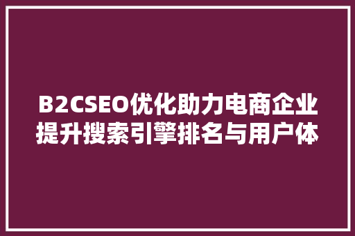 B2CSEO优化助力电商企业提升搜索引擎排名与用户体验