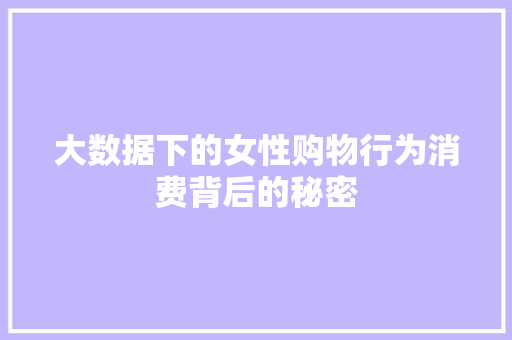 大数据下的女性购物行为消费背后的秘密  第1张