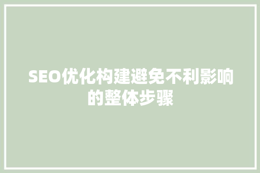 SEO优化构建避免不利影响的整体步骤
