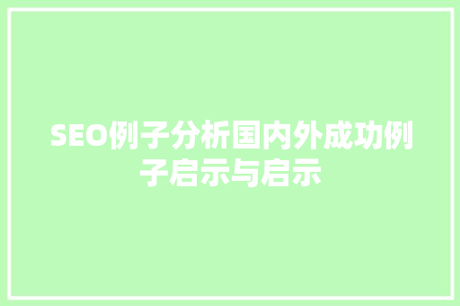 SEO例子分析国内外成功例子启示与启示