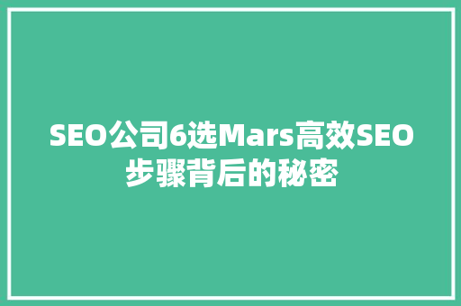 SEO公司6选Mars高效SEO步骤背后的秘密