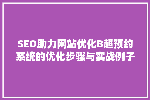 SEO助力网站优化B超预约系统的优化步骤与实战例子  第1张