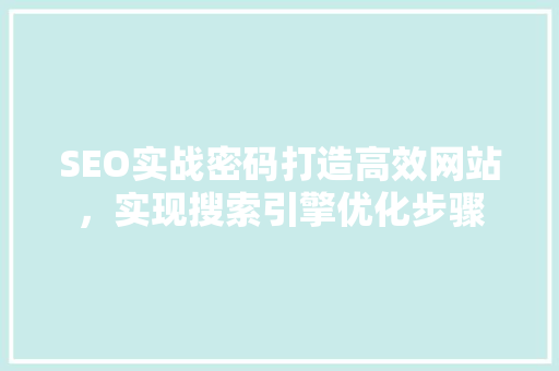 SEO实战密码打造高效网站，实现搜索引擎优化步骤