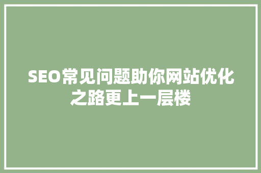 SEO常见问题助你网站优化之路更上一层楼