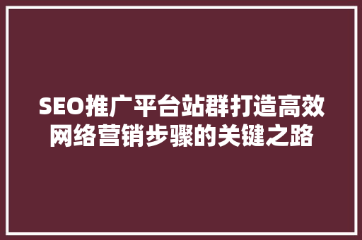 SEO推广平台站群打造高效网络营销步骤的关键之路