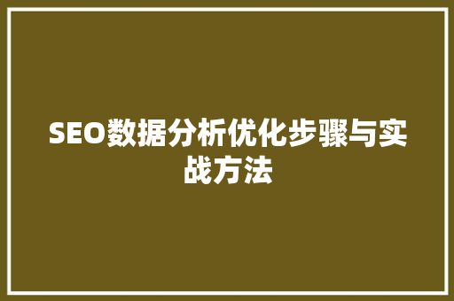 SEO数据分析优化步骤与实战方法