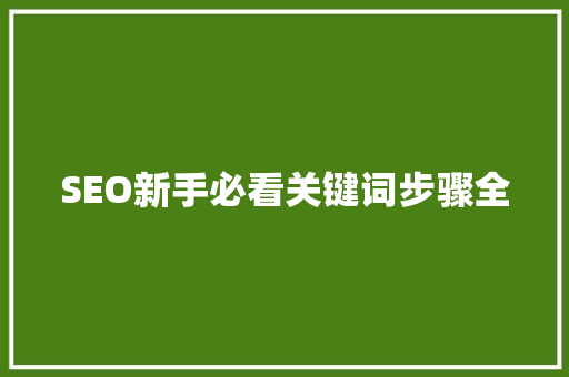 SEO新手必看关键词步骤全