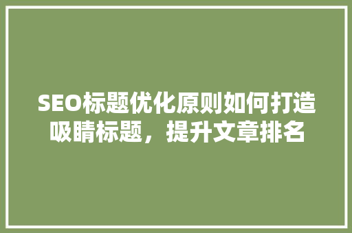 SEO标题优化原则如何打造吸睛标题，提升文章排名