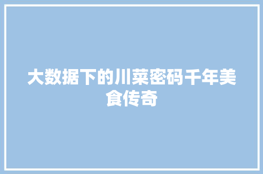 大数据下的川菜密码千年美食传奇  第1张