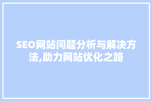 SEO网站问题分析与解决方法,助力网站优化之路