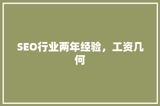 SEO行业两年经验，工资几何