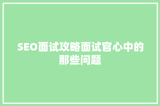 SEO面试攻略面试官心中的那些问题