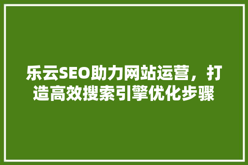 乐云SEO助力网站运营，打造高效搜索引擎优化步骤