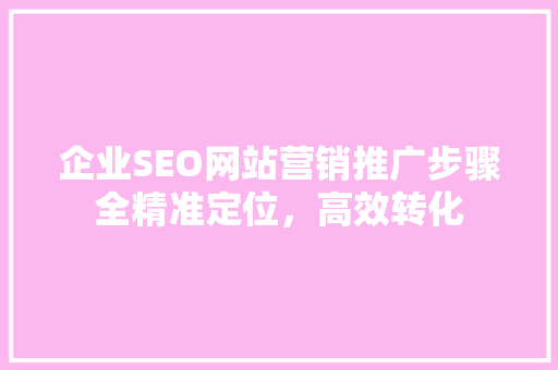 企业SEO网站营销推广步骤全精准定位，高效转化