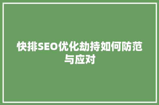快排SEO优化劫持如何防范与应对