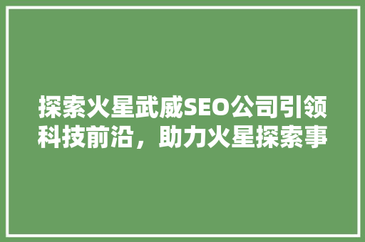 探索火星武威SEO公司引领科技前沿，助力火星探索事业