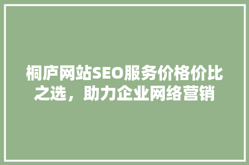 桐庐网站SEO服务价格价比之选，助力企业网络营销