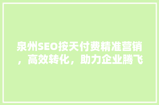 泉州SEO按天付费精准营销，高效转化，助力企业腾飞