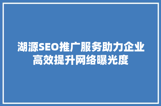 湖源SEO推广服务助力企业高效提升网络曝光度