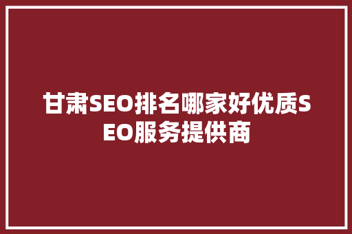 甘肃SEO排名哪家好优质SEO服务提供商