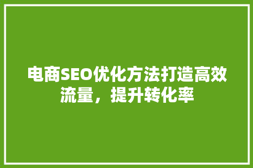 电商SEO优化方法打造高效流量，提升转化率