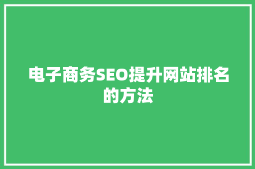 电子商务SEO提升网站排名的方法