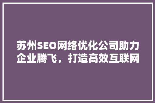 苏州SEO网络优化公司助力企业腾飞，打造高效互联网营销步骤