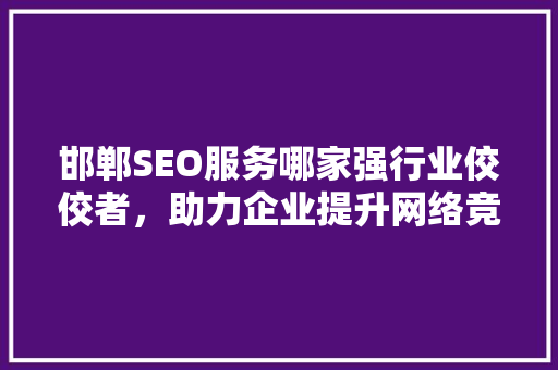 邯郸SEO服务哪家强行业佼佼者，助力企业提升网络竞争力