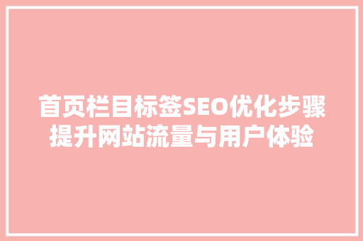 首页栏目标签SEO优化步骤提升网站流量与用户体验