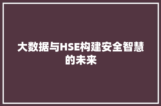 大数据与HSE构建安全智慧的未来