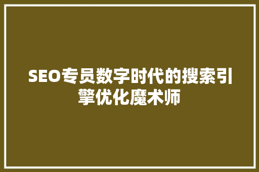 SEO专员数字时代的搜索引擎优化魔术师