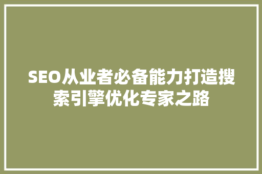 SEO从业者必备能力打造搜索引擎优化专家之路