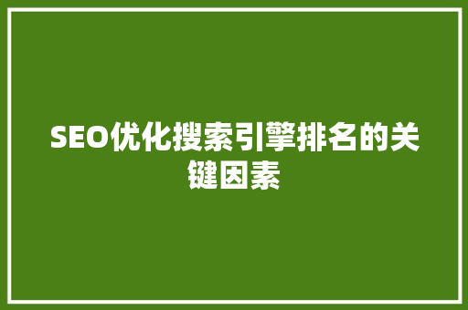 SEO优化搜索引擎排名的关键因素