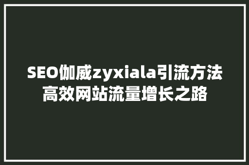SEO伽威zyxiala引流方法高效网站流量增长之路